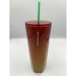 Starbucks 2022 24 OZ Red - Yellow Gradient Stainless Venti (Chipped Lid)